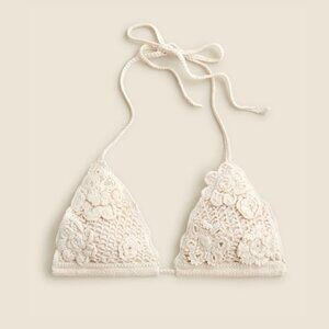 NWT J. Crew Crochet Bralette Floral Appliqué In Cream 100% Cotton Sz Small